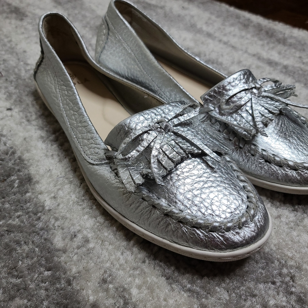 ISOLA SILVER LOAFERS GENUINE LEATHER